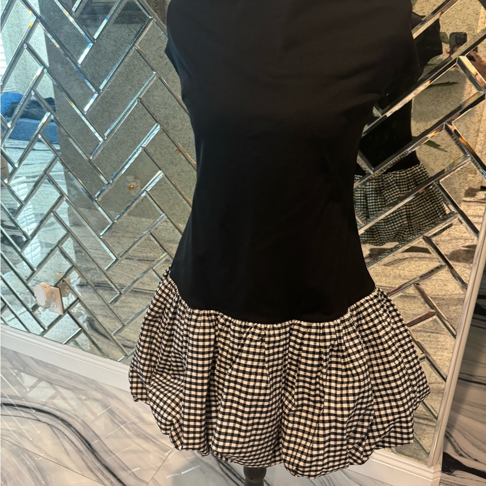 Lovers + Friends Black and White Gingham Mini Skirt